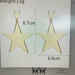 Large Gold Mirror Star Earrings